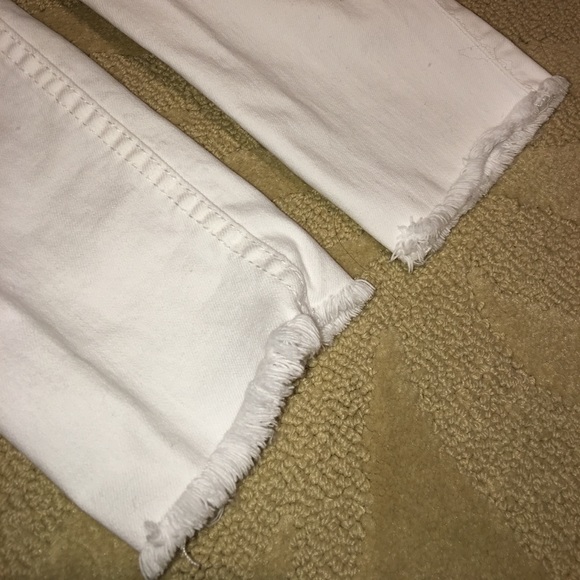 White Distressed High Waisted Jeans - Picture 2 of 4